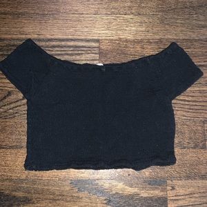 Black off the shoulder crop top